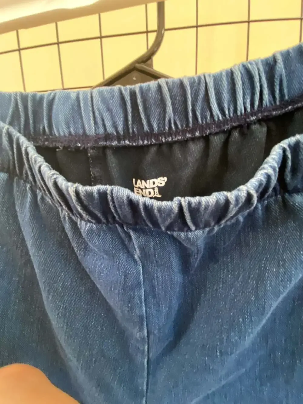 Lands' End Women's Blue Elastic Waist Straight Leg Knit Pants